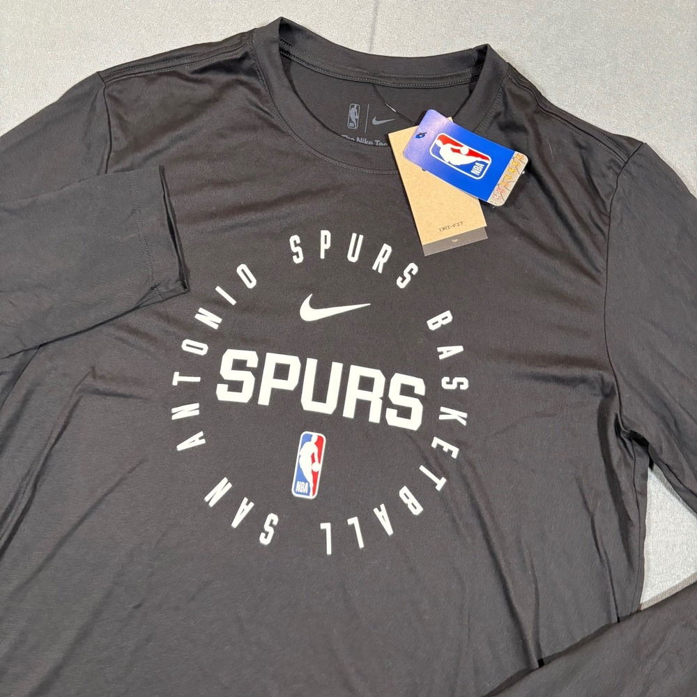 San Antonio Spurs Mens Nike 2024-2025 Long Sleeve Practice Tee Black Large Tall